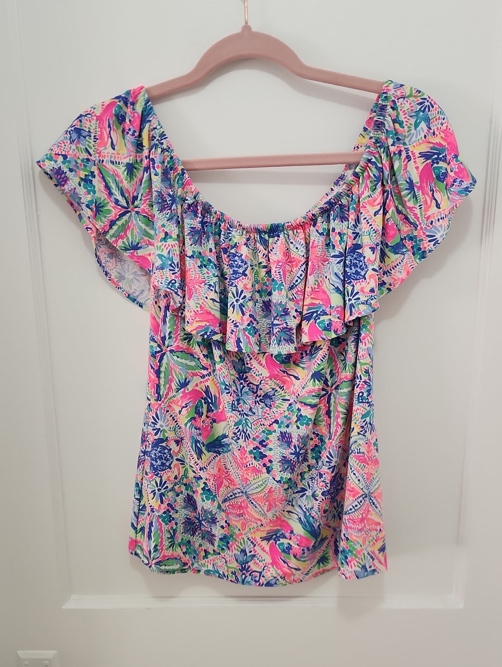 Lilly Pulitzer Floral Ruffle Top Size Small